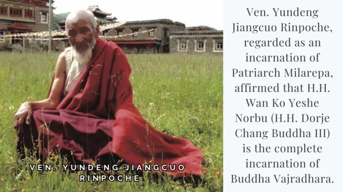 Recognitions and Congratulations to H.H. Dorje Chang Buddha III from Ven. Yundeng Jiangcuo&nbsp;Rinpoche